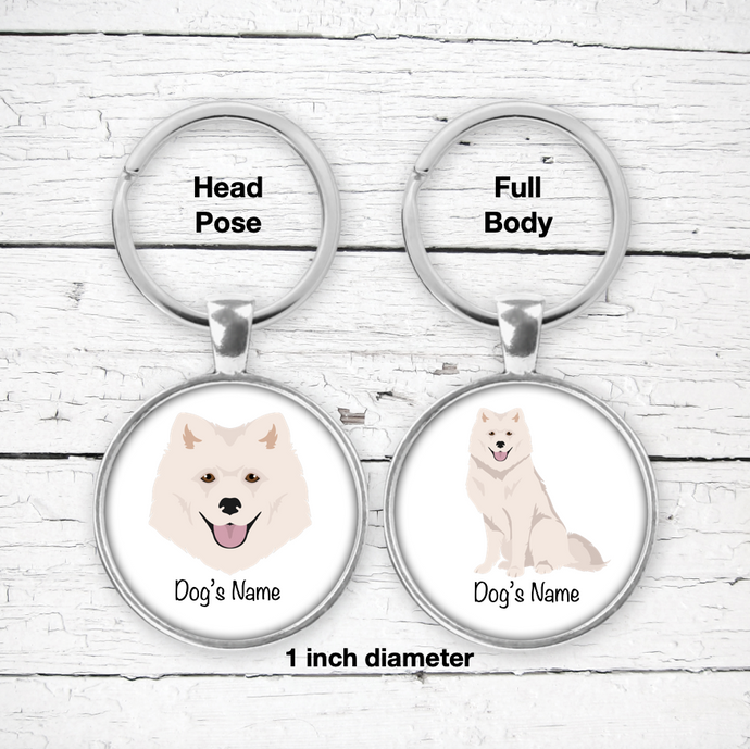Japanese Spitz Bezel Keychain - personalized
