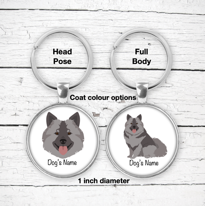 Keeshond Bezel Keychain - personalized