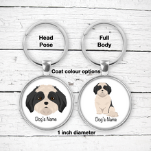 Load image into Gallery viewer, Mal-Shi (Maltese/Shih Tzu mix) Bezel Keychain - personalized
