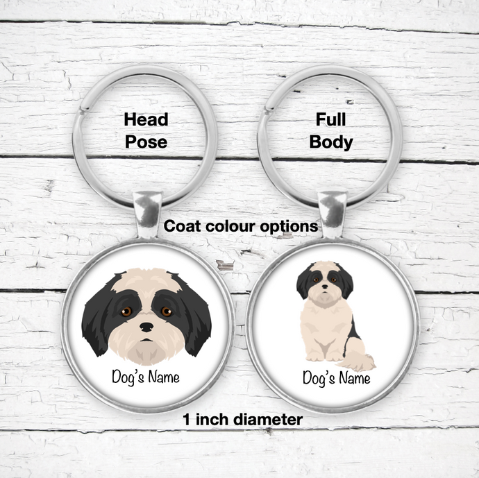 Mal-Shi (Maltese/Shih Tzu mix) Bezel Keychain - personalized