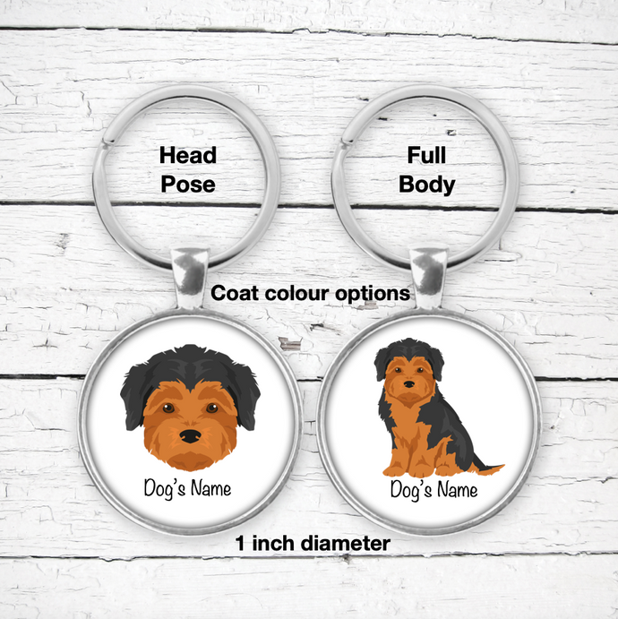 Morkie (Maltese/Yorkie mix) Bezel Keychain - personalized