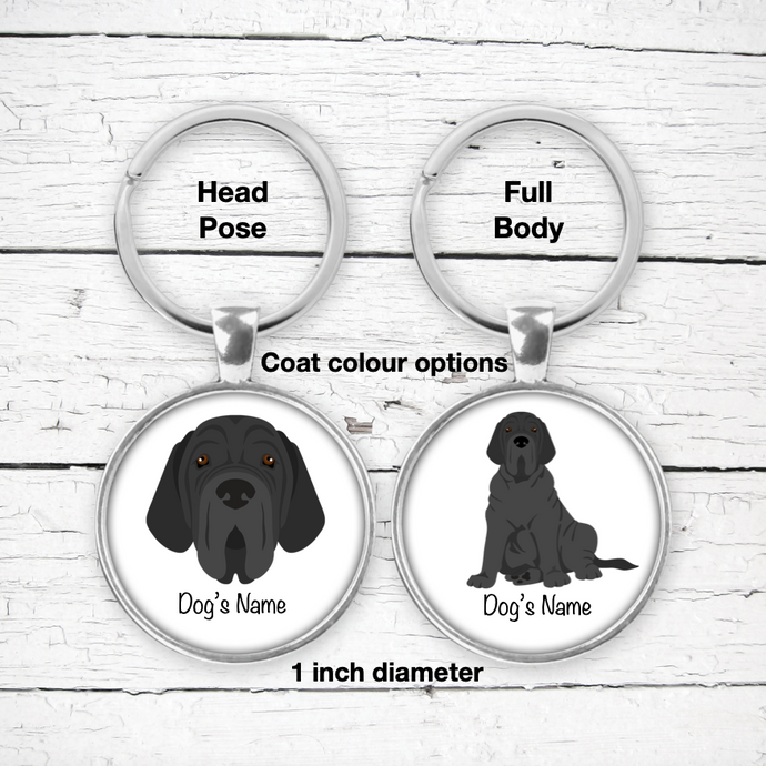 Neapolitan Mastiff Bezel Keychain - personalized