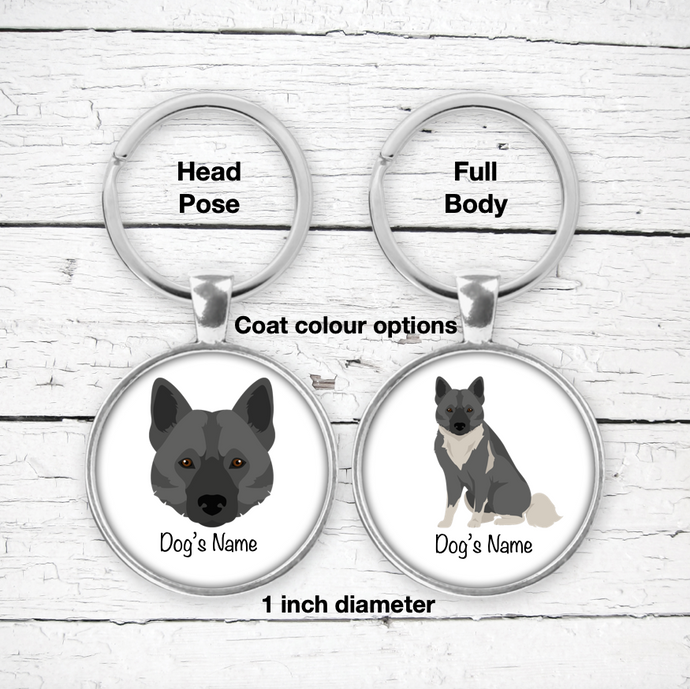 Norwegian Elkhound Bezel Keychain - personalized