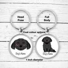 Load image into Gallery viewer, Peekapoo (Pekingese/Poodle mix) Bezel Keychain - personalized
