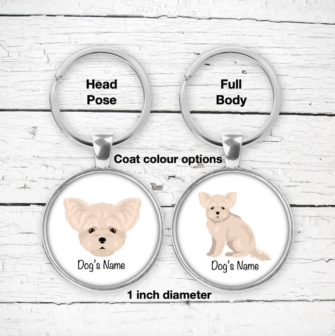 Pomapoo (Pomeranian/Poodle mix) Bezel Keychain - personalized