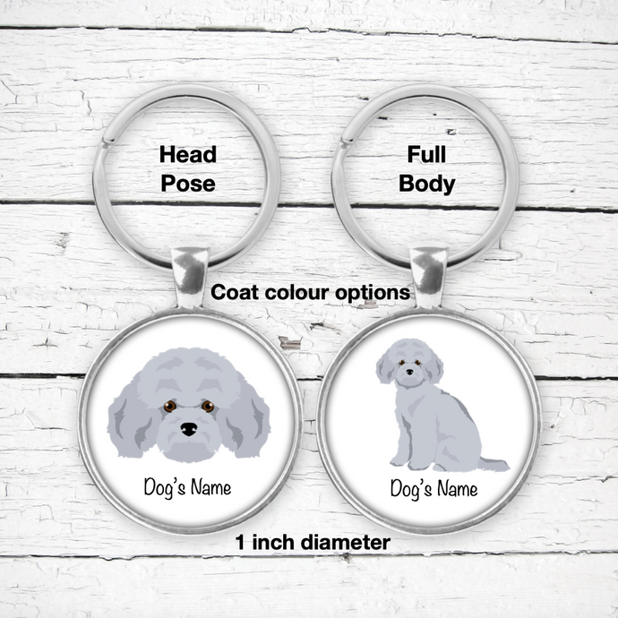 Miniature Poodle Bezel Keychain - personalized