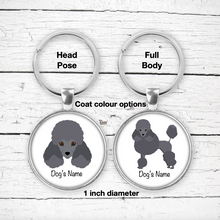 Load image into Gallery viewer, Miniature Poodle (show coat) Bezel Keychain - personalized
