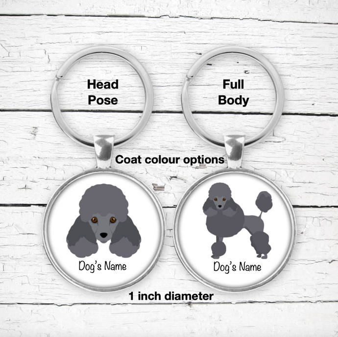 Miniature Poodle (show coat) Bezel Keychain - personalized