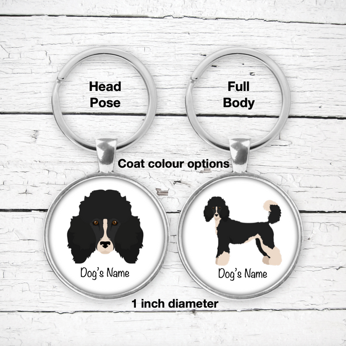 Standard Poodle Bezel Keychain - personalized