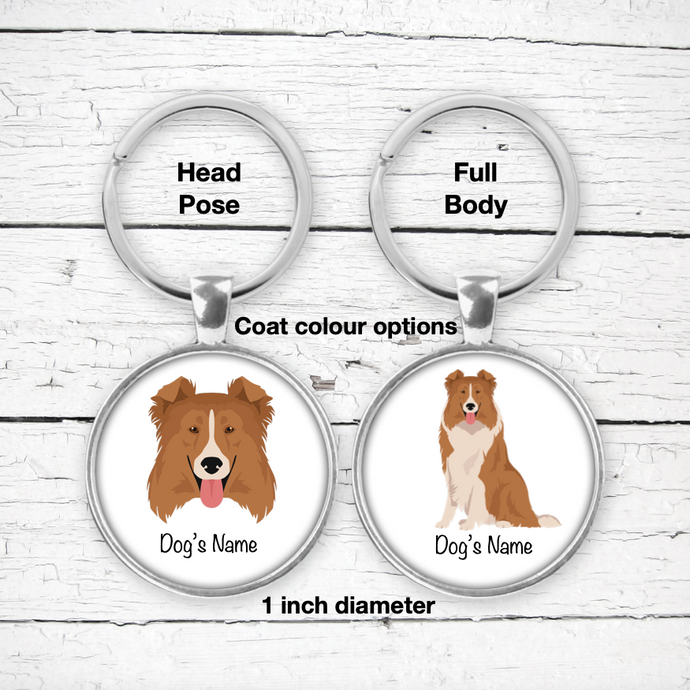 Rough Collie Bezel Keychain - personalized