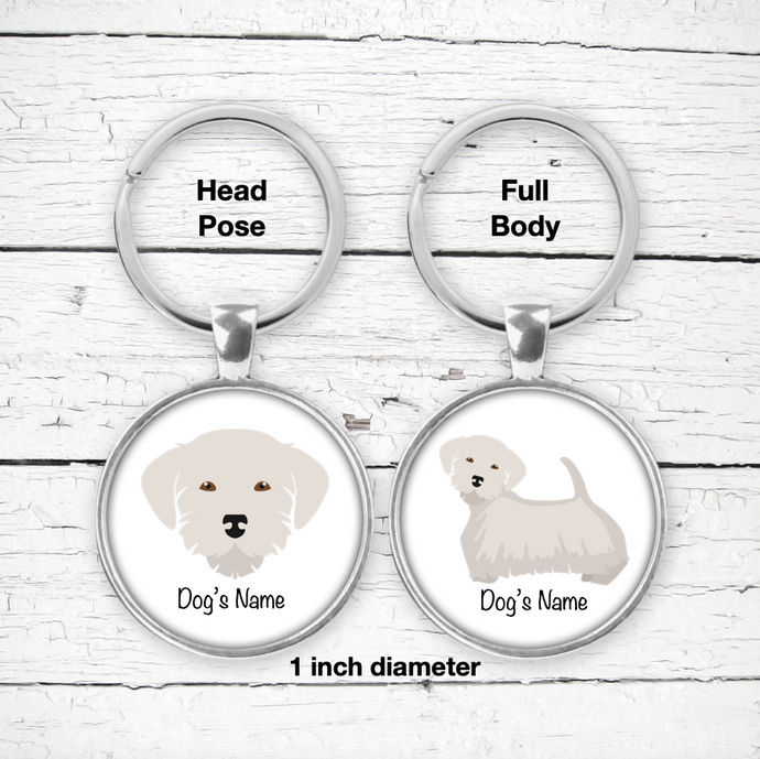 Sealyham Terrier Bezel Keychain - personalized