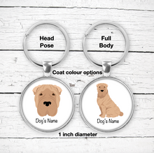 Load image into Gallery viewer, Shar Pei Bezel Keychain - personalized
