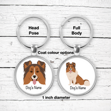 Load image into Gallery viewer, Shetland Sheepdog Bezel Keychain - personalized
