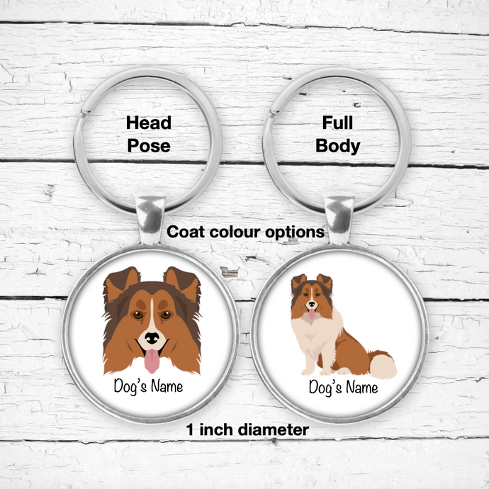 Shetland Sheepdog Bezel Keychain - personalized