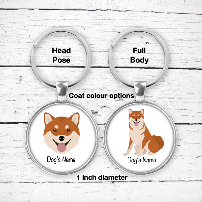 Shiba Inu Bezel Keychain - personalized