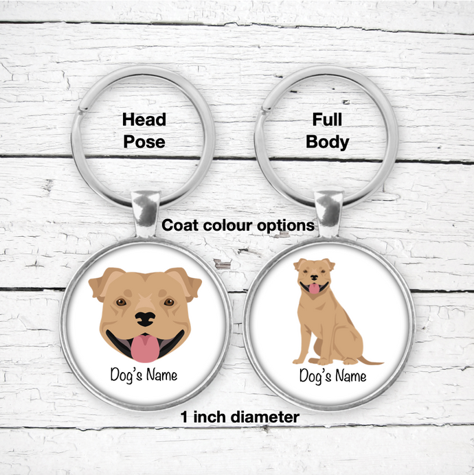 Staffordshire Bull Terrier Bezel Keychain - personalized