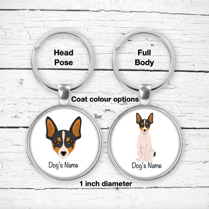 Toy Fox Terrier Bezel Keychain - personalized