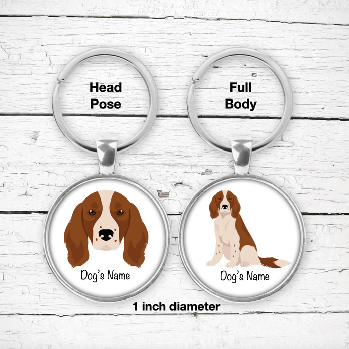 Welsh Springer Spaniel Bezel Keychain - personalized