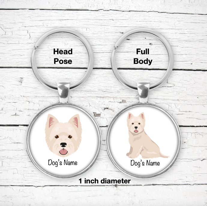 West Highland White Terrier Bezel Keychain - personalized