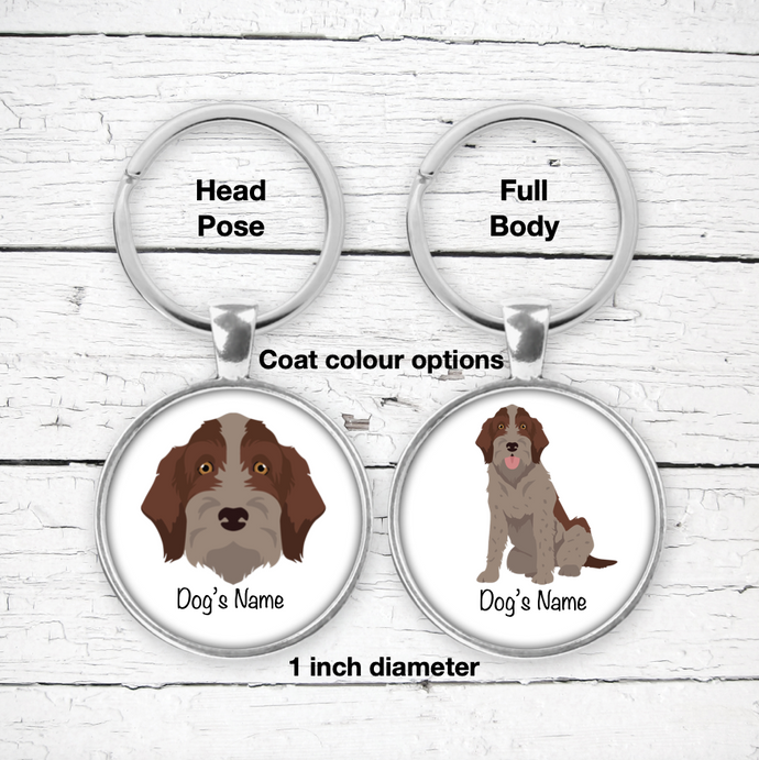 Wirehaired Pointing Griffon Bezel Keychain - personalized