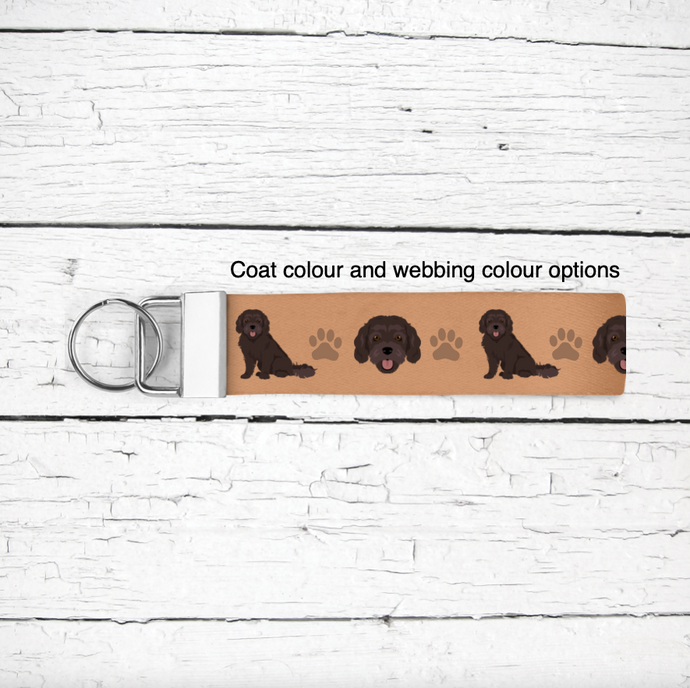 Cavapoo (Cavalier/Poodle mix) key wristlet