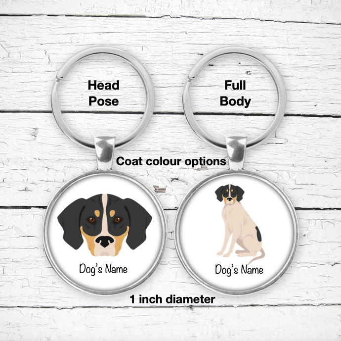 Treeing Walker Coonhound Bezel Keychain - personalized