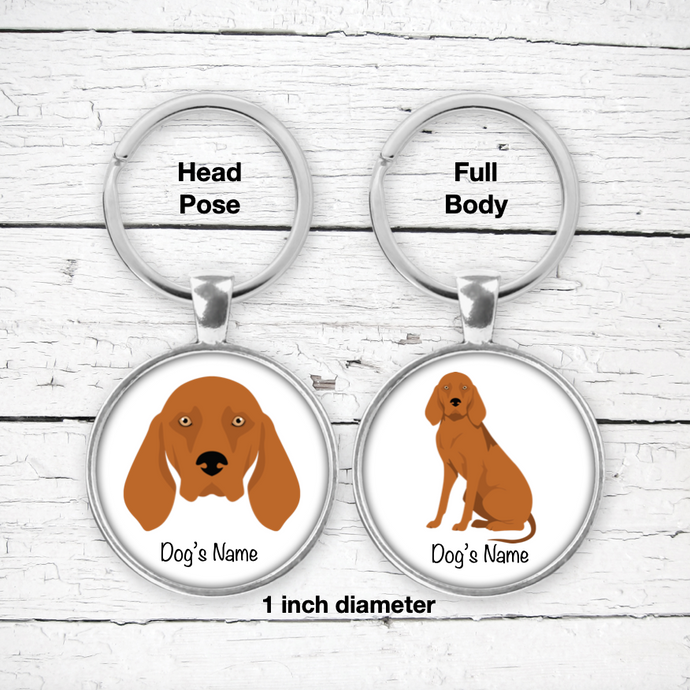 Redbone Coonhound Bezel Keychain - personalized