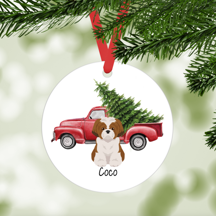 Shih Poo (Shih Tzu/Poodle mix) ornament personalized