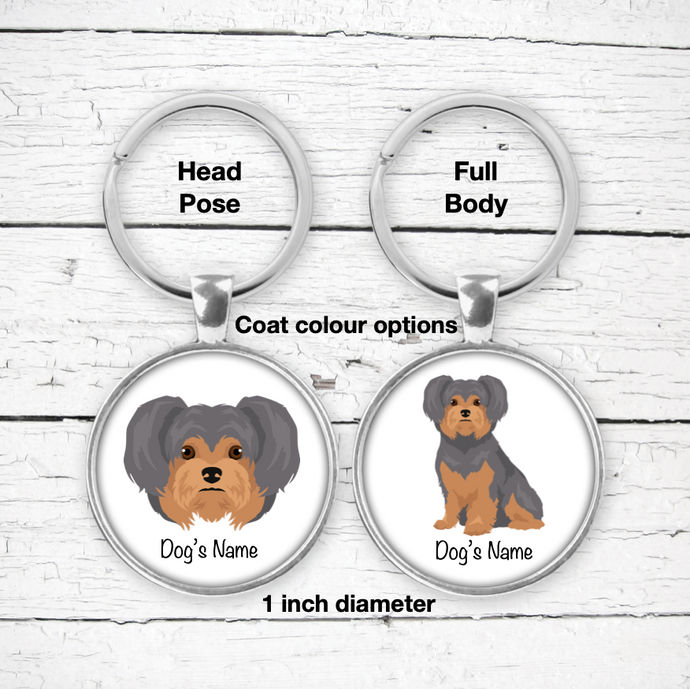 Yorkiepoo Bezel Keychain - personalized