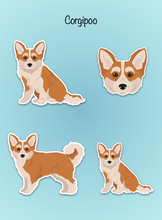 Load image into Gallery viewer, Corgipoo (Corgi/Poodle mix) Vinyl Sticker Set
