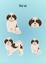 Load image into Gallery viewer, Mal-Shi (Maltese/Shih Tzu mix) Vinyl Sticker Set
