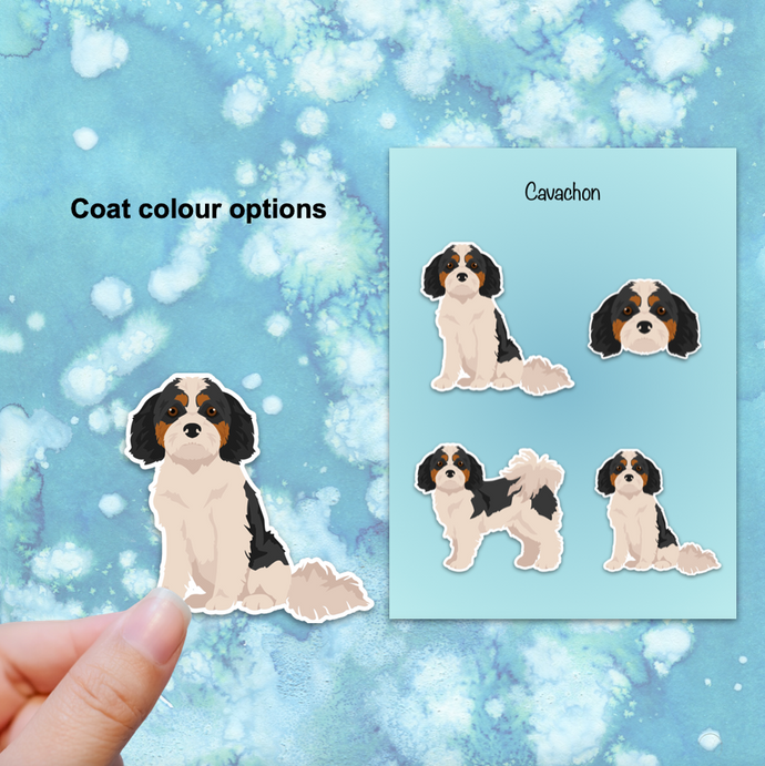 Cavachon (Cavalier/Bichon mix) Vinyl Sticker Set