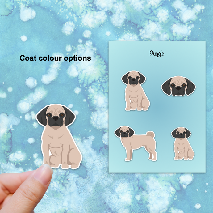 Puggle (Pug/Beagle mix) Vinyl Sticker Set