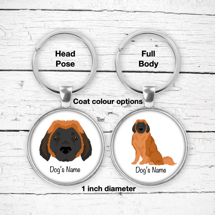 Leonberger Bezel Keychain - personalized