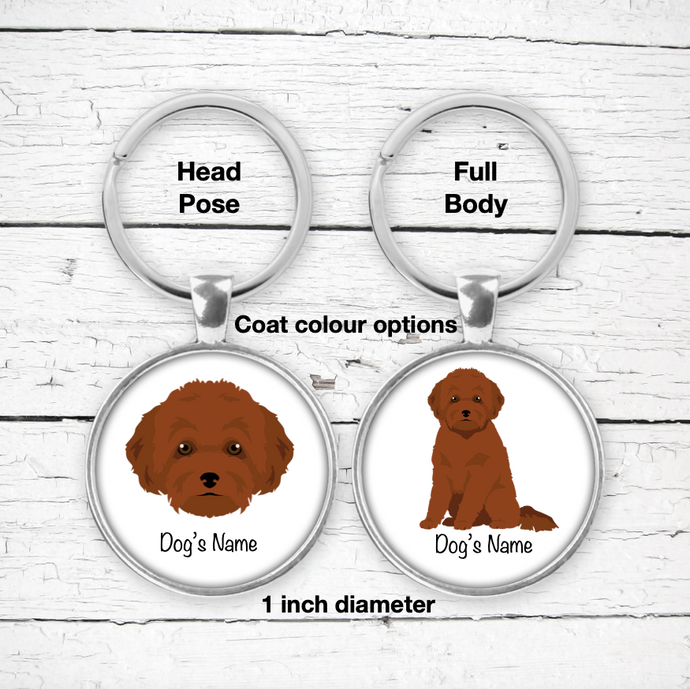 Toy Poodle (puppy clip) Bezel Keychain - personalized