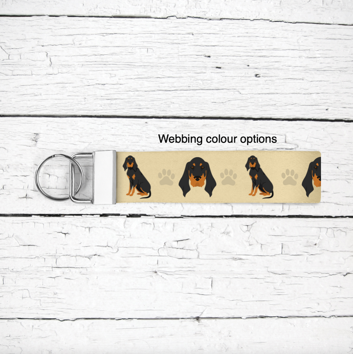Black and Tan Coonhound key wristlet