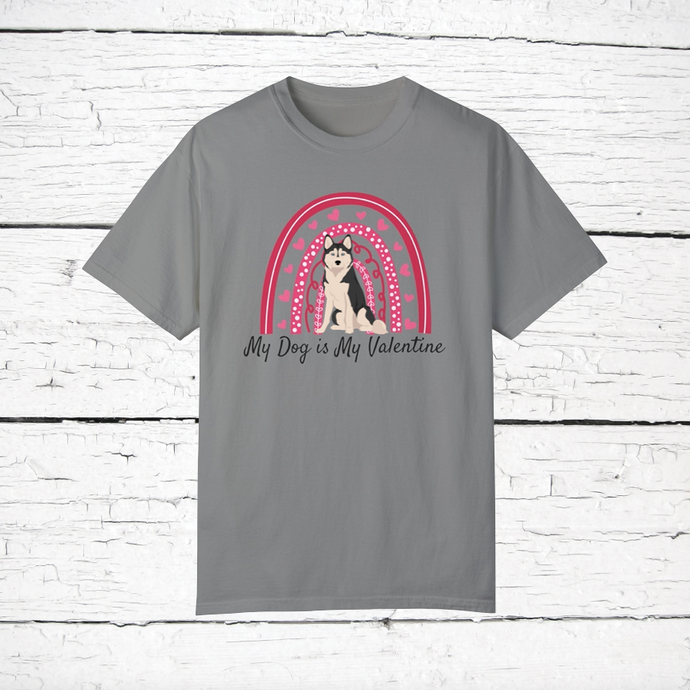 Alaskan Husky 'My Dog is My Valentine' 100% cotton t-shirt customized