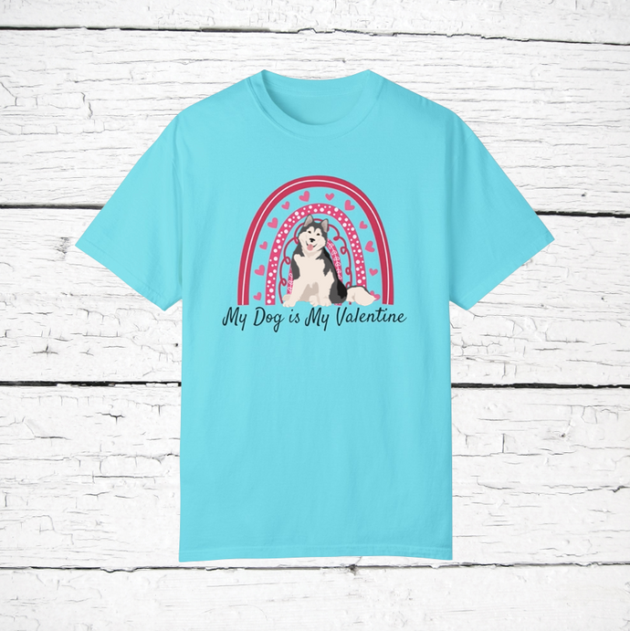 Alaskan Malamute 'My Dog is My Valentine' 100% cotton t-shirt customized