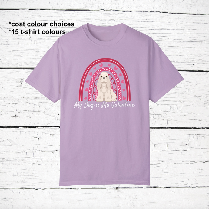 American Cocker Spaniel 'My Dog is My Valentine' 100% cotton t-shirt customized