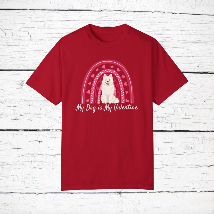 American Eskimo 'My Dog is My Valentine' 100% cotton t-shirt customized