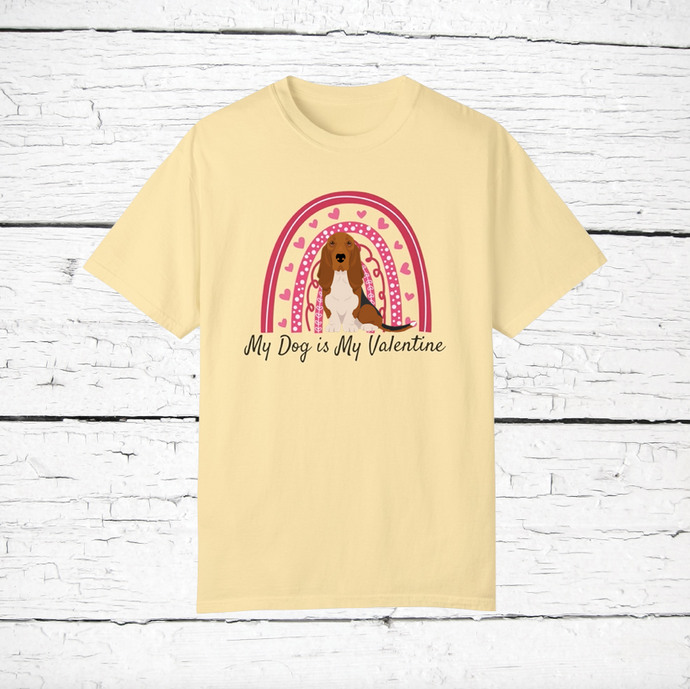 Basset Hound 'My Dog is My Valentine' 100% cotton t-shirt customized