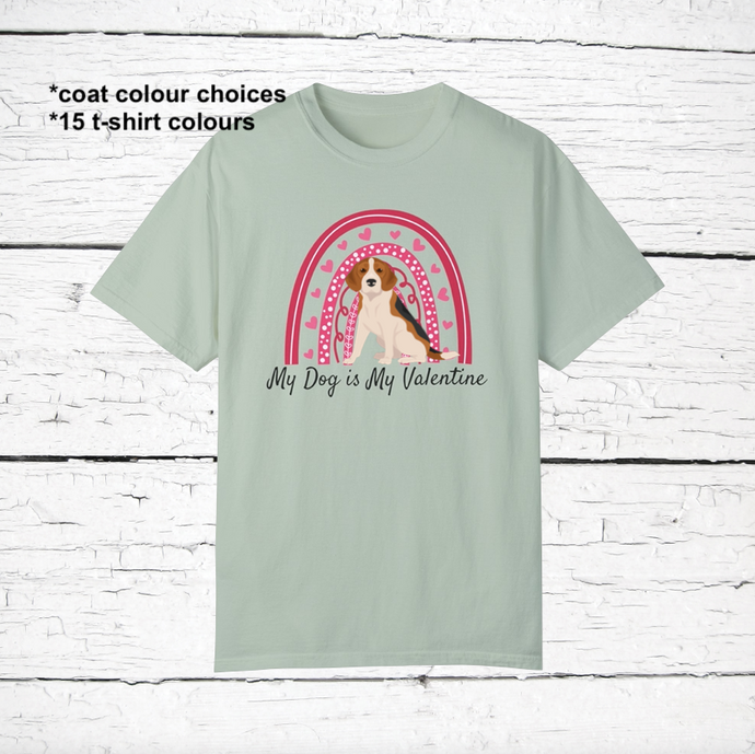 Beagle 'My Dog is My Valentine' 100% cotton t-shirt customized