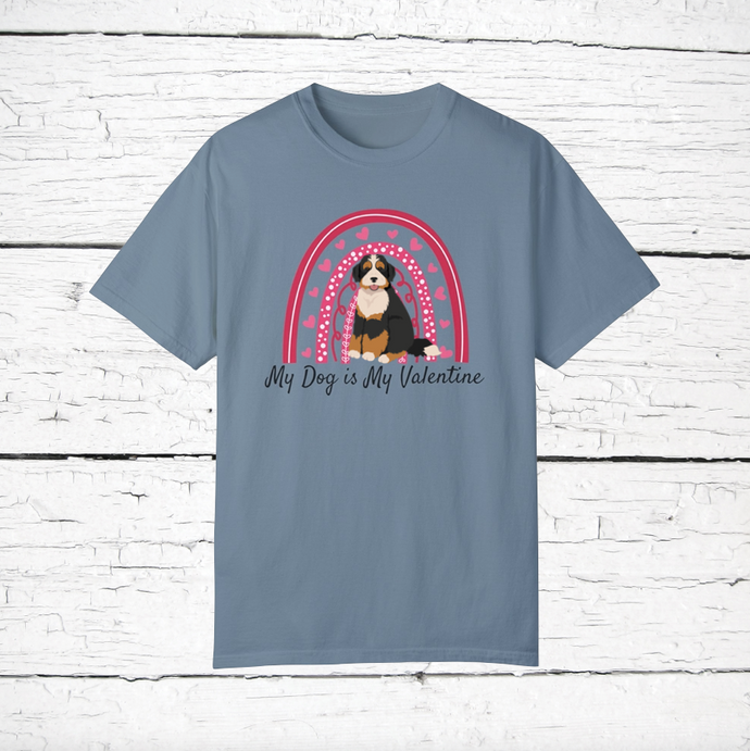 Bernedoodle (Bernese Mountain Dog/Poodle mix) 'My Dog is My Valentine' 100% cotton t-shirt customized