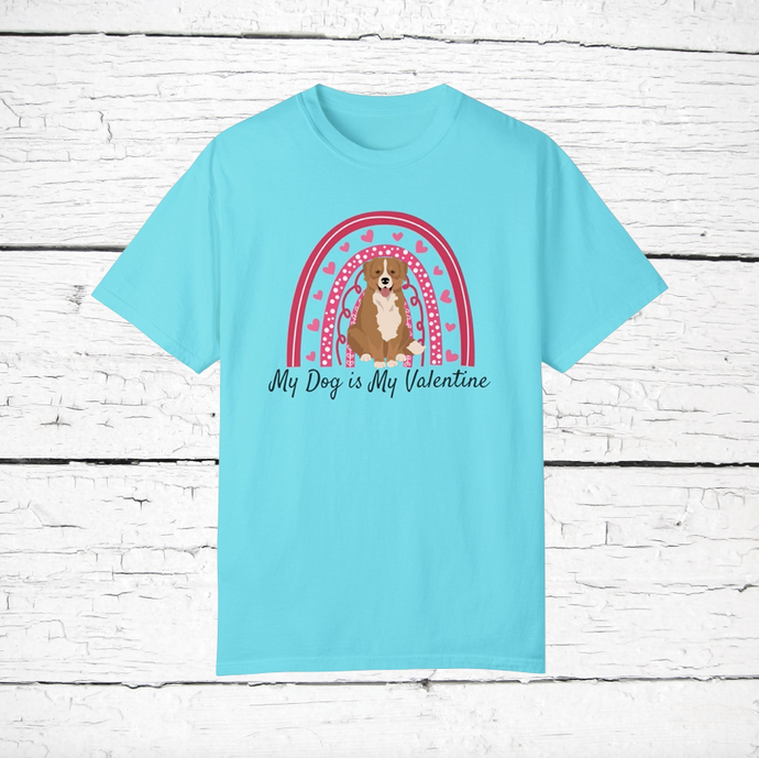 Bernese/Golden Retriever mix 'My Dog is My Valentine' 100% cotton t-shirt customized