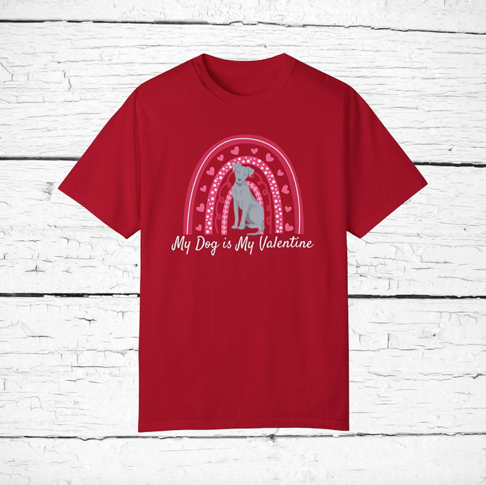 Blue Lacy 'My Dog is My Valentine' 100% cotton t-shirt customized