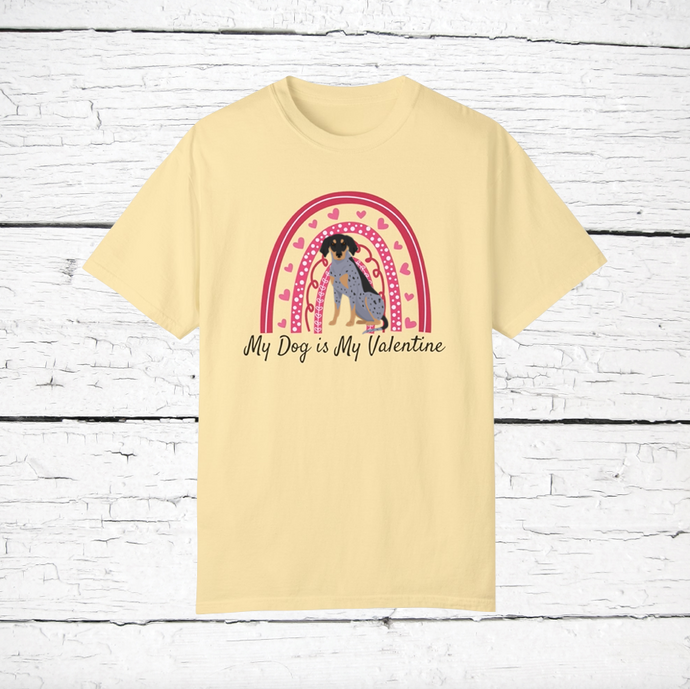 Bluetick Coonhound 'My Dog is My Valentine' 100% cotton t-shirt customized