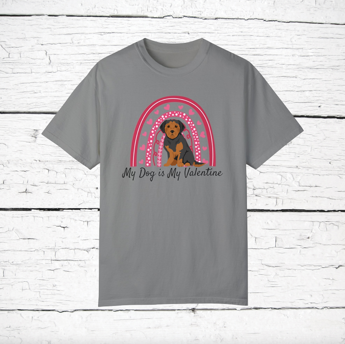 Borkie (Border Terrier/Yorkshire Terrier mix) 'My Dog is My Valentine' 100% cotton t-shirt customized
