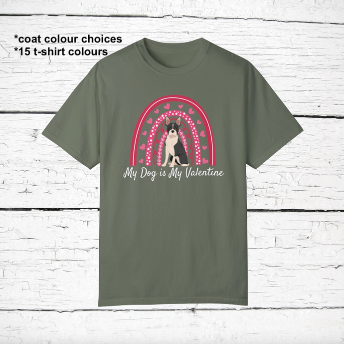 Boston Terrier 'My Dog is My Valentine' 100% cotton t-shirt customized