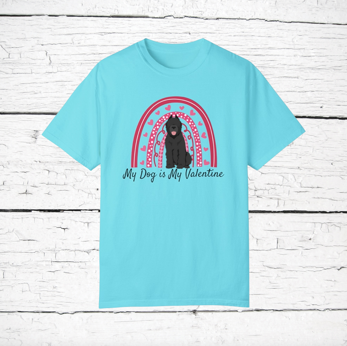 Bouvier des Flandres (cropped ears) 'My Dog is My Valentine' 100% cotton t-shirt customized