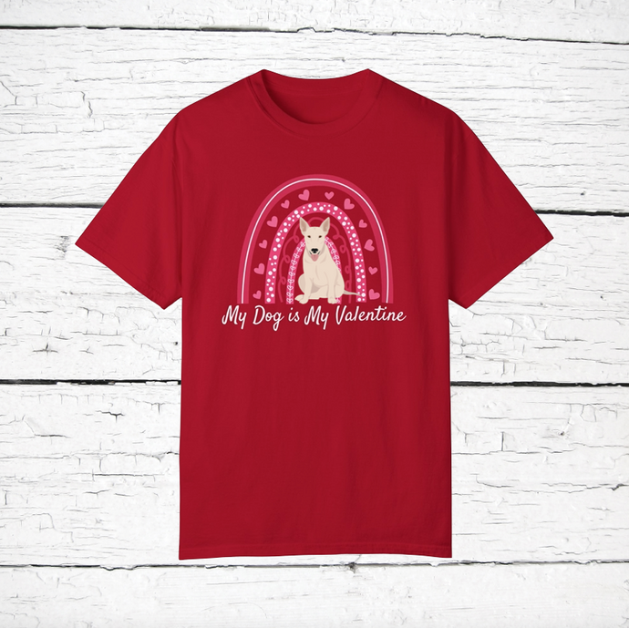 Bull Terrier 'My Dog is My Valentine' 100% cotton t-shirt customized